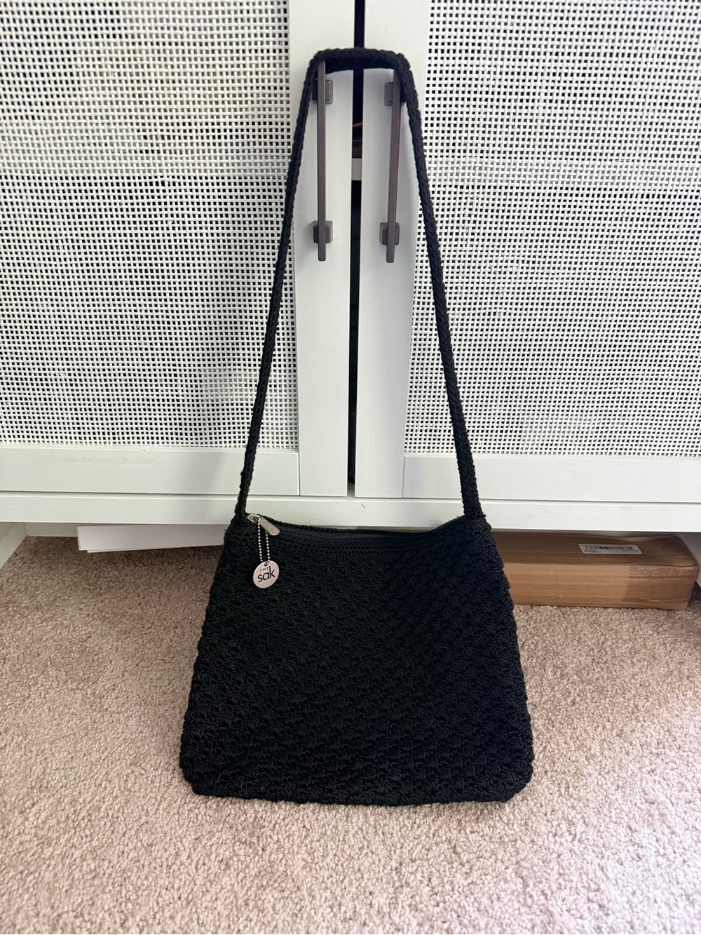 EUC The Sak Classic Black Knit Shoulder Bag with Long Strap